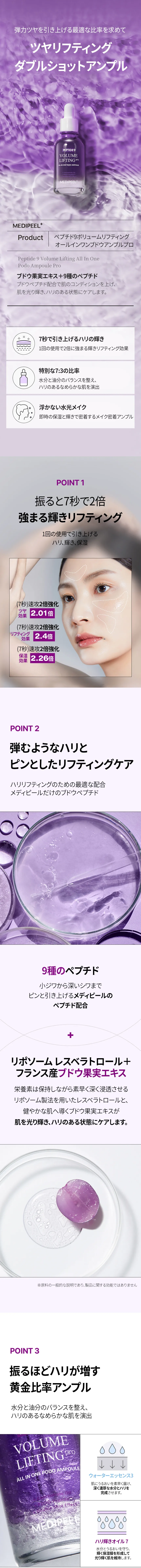 [メディピール] ペプチド9ボリュームリフティング オールインワンブドウアンプルプロ | 詳細画像3